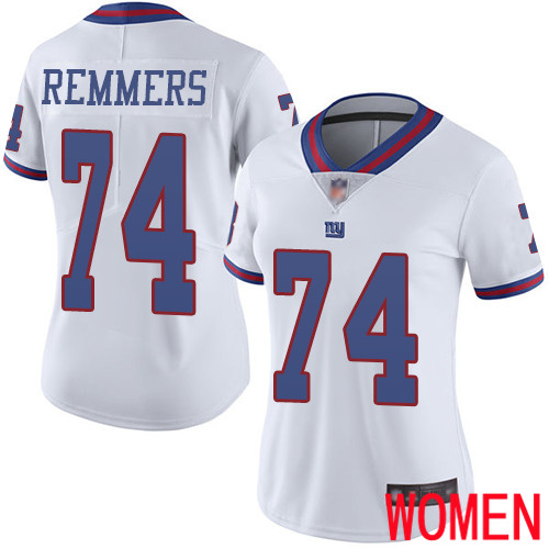 Women New York Giants #74 Mike Remmers Limited White Rush Vapor Untouchable Football NFL Jersey->women nfl jersey->Women Jersey